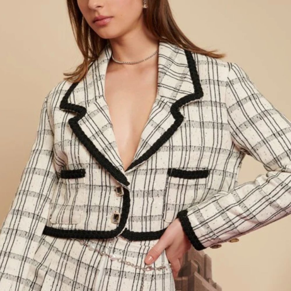 Sister Jane Tweed Cropped Blazer (US 6)